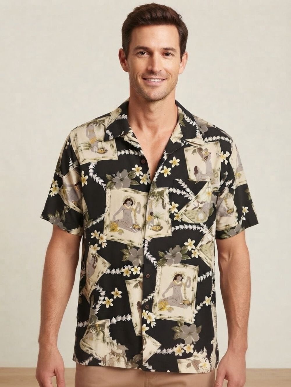 Vintage Silk 100% Silk Hawaiian Aloha Shirt Tropical Print Mens Medium M